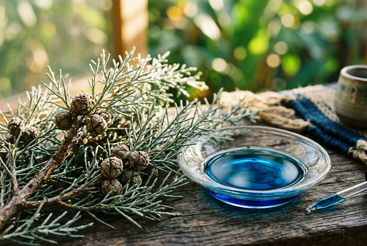 藍絲柏 Blue Cypress，倒出來是一池熱帶海水的深藍，澳洲北領地原住民燒了上千年的火祭木