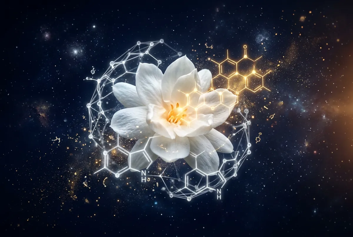 小花茉莉與 indole 分子結構