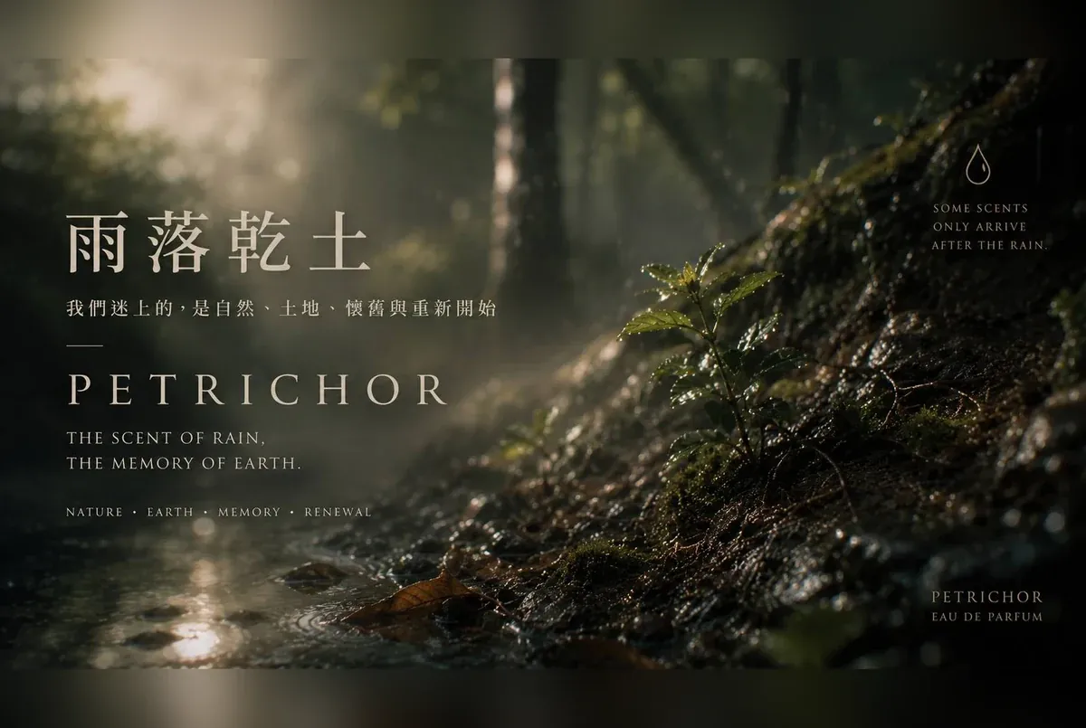 雨落乾土的氣味叫 Petrichor，希臘文拆開是石頭與神的血液，現在它成了香水的主角