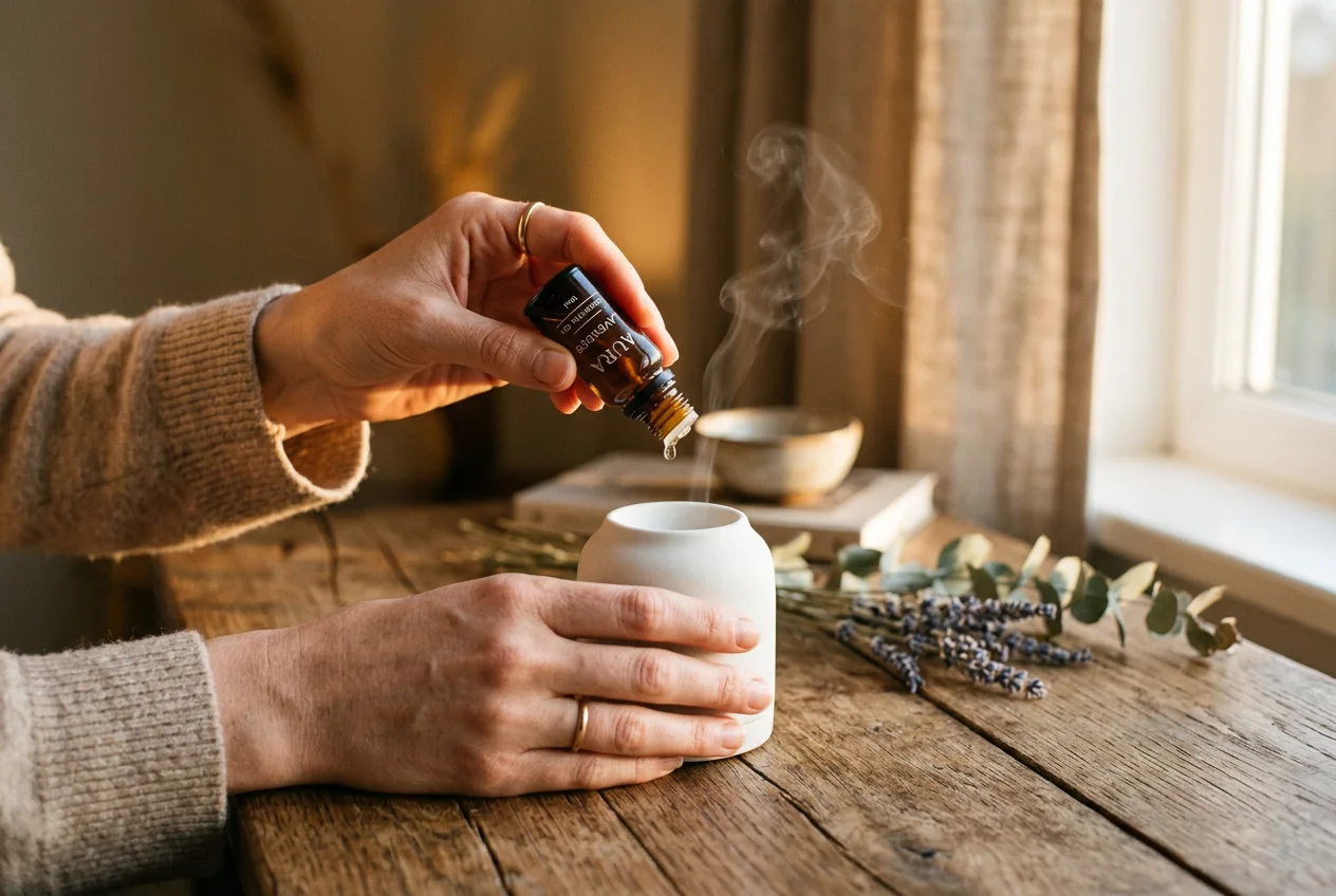 清明精油淨化：將精油滴入擴香機