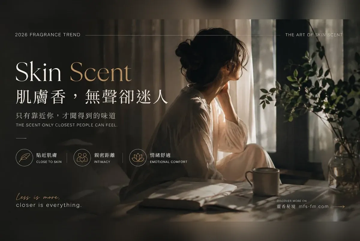 肌膚香 Skin Scent，香氣貼著皮膚像隱形羊絨，走進一公尺內才聞得到