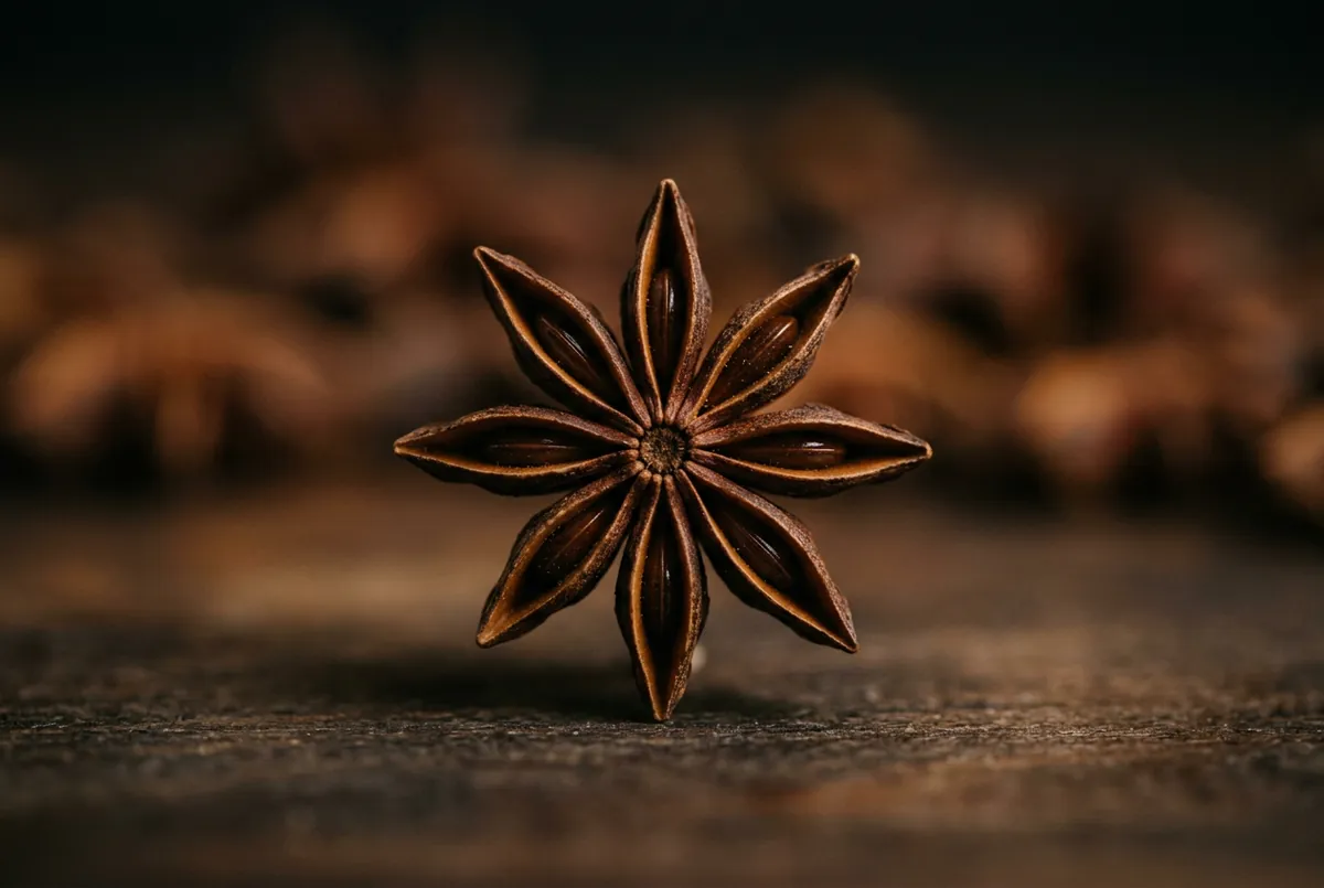 八角精油 Star Anise，跟茴香一個味卻半點不沾親，它是一顆掉進廚房、把你散掉的八個角收回來的星